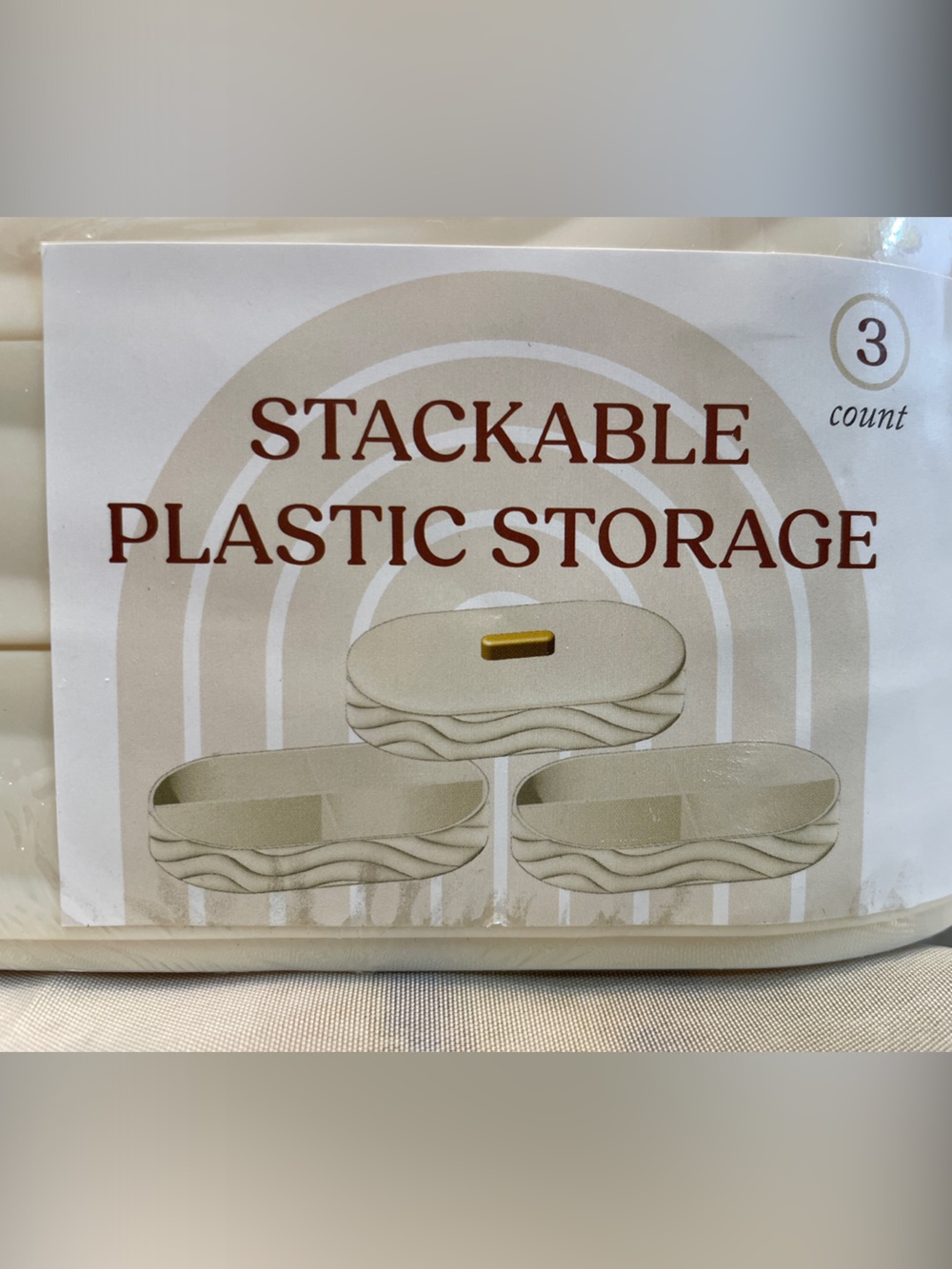 Stackable Plastic Storage Set - Cream - Picture 2 of 3